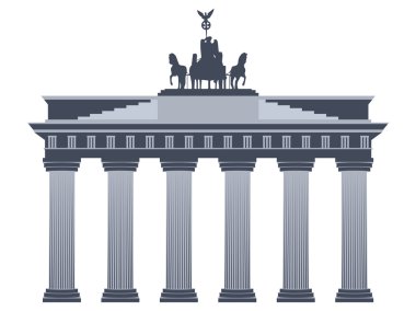 Berlin Brandenburg Kapısı. Beyaz arka plan üzerinde izole.
