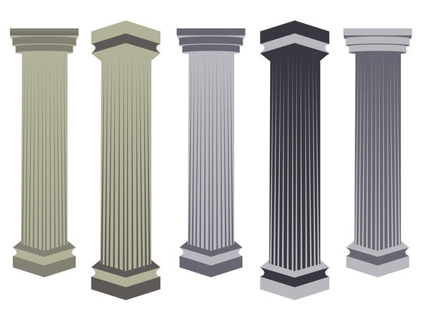 Column. Doric, Roman style. Set of columns. Vector illustration.