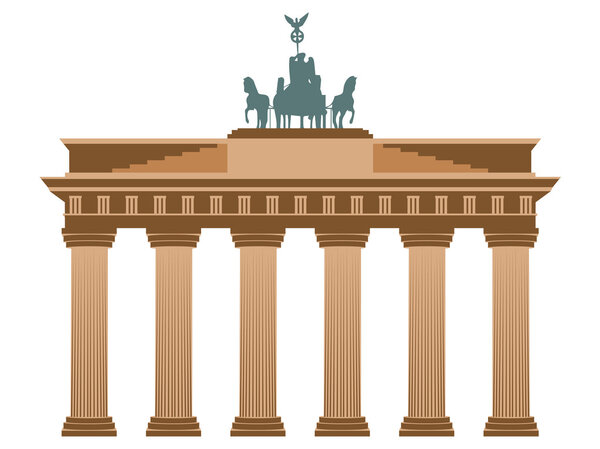 Brandenburg Gate in Berlin. Isolated on white background.