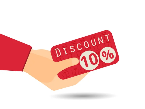 Buoni sconto in mano. Sconto del 10%. Offerta speciale. Gi — Vettoriale Stock