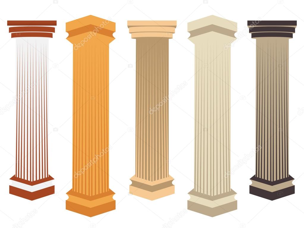 Column. Doric, Roman style. Set of columns. Vector illustration.