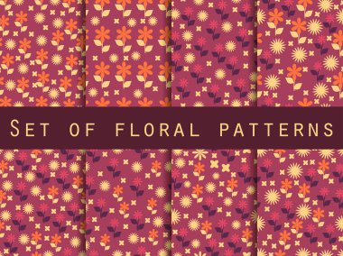 Set of floral patterns. Seamless pattern with flowers.