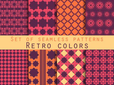 Dikişsiz desen seti. Geometrik seamless modeli. Retro renkleri.