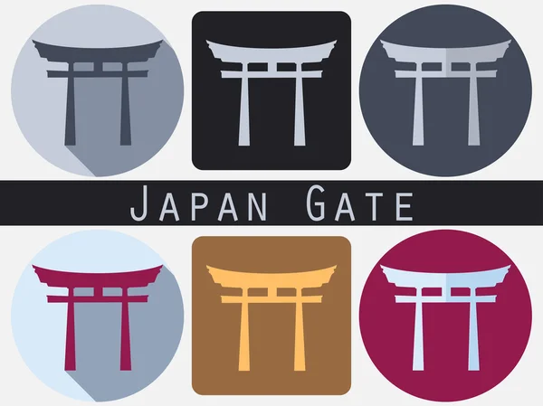 Japans Tor. torii Tor. flach. Schienbein. Historisches Denkmal. — Stockvektor