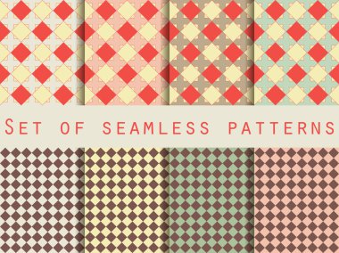 Set of seamless patterns. Geometric patterns. The pattern for wallpaper, tiles, fabrics and designs. Vector illustration.