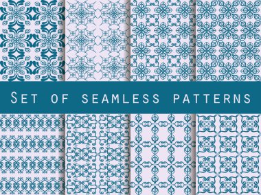 Set of seamless patterns. Geometric patterns. The pattern for wallpaper, tiles, fabrics and designs. Vector illustration.