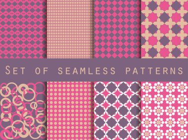 Set seamless patterns. The pattern for wallpaper, tiles, fabrics, backgrounds. Vector.