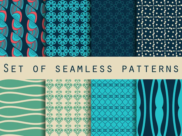 Set of seamless patterns. Classic colors. The pattern for wallpaper, tiles, fabrics, backgrounds. — Stockvector