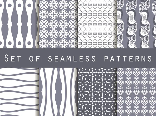 Set seamless black and white patterns. The pattern for wallpaper, tiles, fabrics, backgrounds. — Stok Vektör