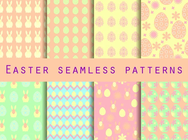 Easter. Set of seamless patterns. Easter Bunny and Easter egg. Template for wallpaper, tile, tissues and structures. — Stock Vector