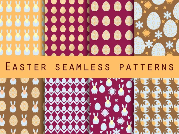 Easter. Set of seamless patterns. Easter Bunny and Easter egg. Template for wallpaper, tile, tissues and structures.