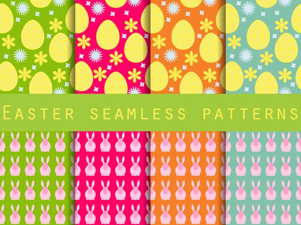 Easter. Set of seamless patterns. Easter Bunny and Easter egg. Template for wallpaper, tile, tissues and structures. — Stockvector