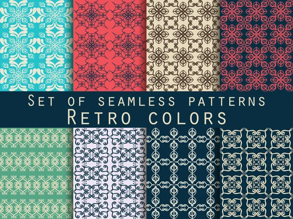 Set of seamless patterns. Geometric patterns. The pattern for wallpaper, tiles, fabrics and designs. Vector illustration. — Διανυσματικό Αρχείο