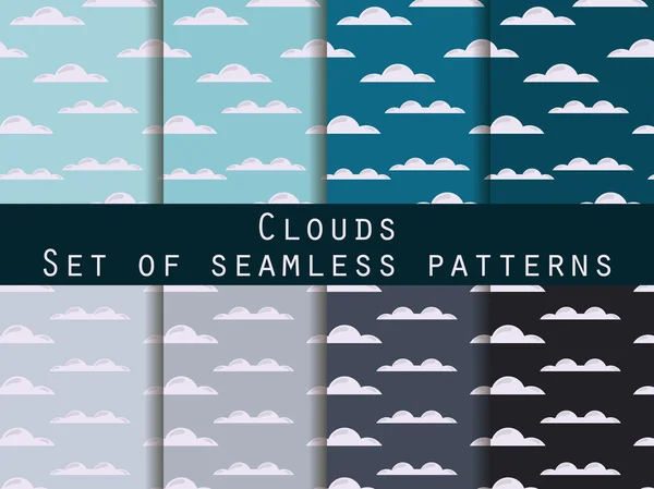 Clouds. Set of seamless patterns. The pattern for wallpaper, tiles, fabrics and designs. Vector illustration. — Stock Vector