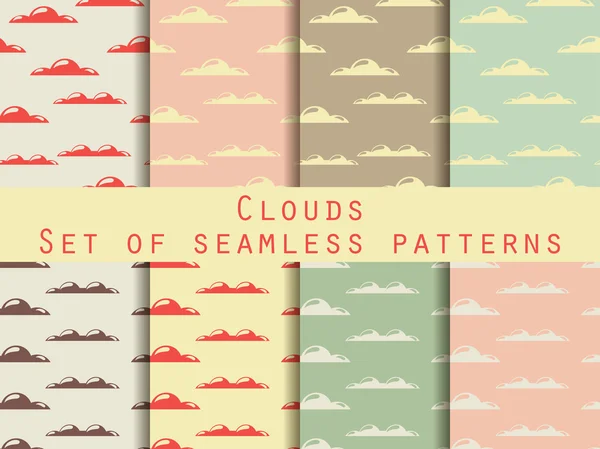 Clouds. Set of seamless patterns. The pattern for wallpaper, tiles, fabrics and designs. Vector illustration. — Stock Vector