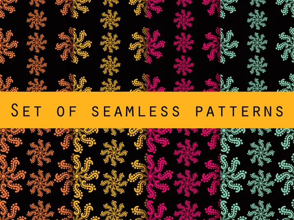 Set seamless patterns. Retro colors 80's. The pattern for wallpaper, bed linen, tiles, fabrics, backgrounds. Vector illustration. — 图库矢量图片