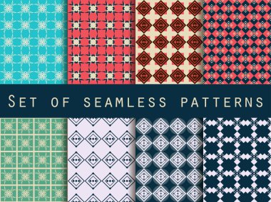 Geometrik seamless modeli. Ayarlayın. Duvar kağıdı, yatak çarşafları, fayans, kumaşlar, arka planlar için. Vektör çizim.