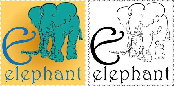 Alfabeto del zoológico elefante — Archivo Imágenes Vectoriales
