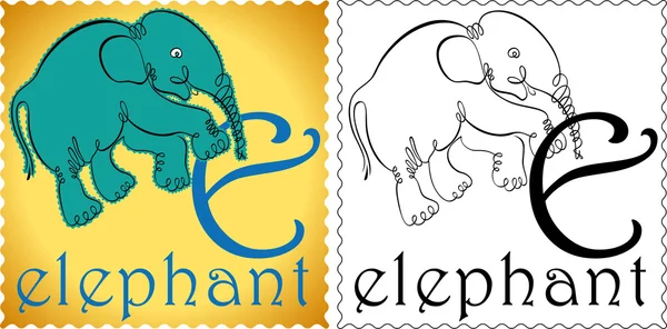 Zoo-Alphabet Elefant — Stockvektor