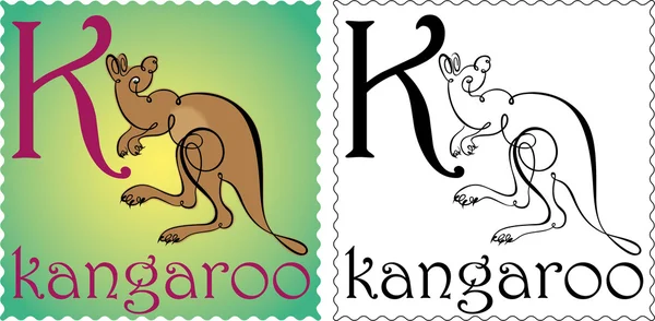 Zoo-Alphabet-Känguru — Stockvektor