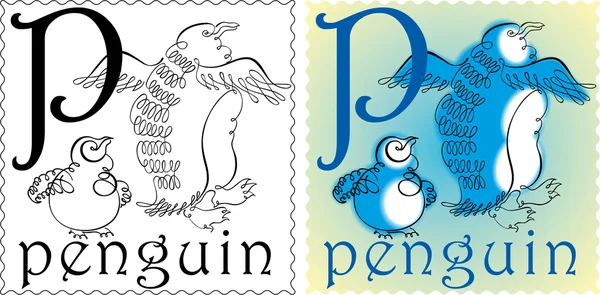 Pingüino del alfabeto del zoológico — Archivo Imágenes Vectoriales