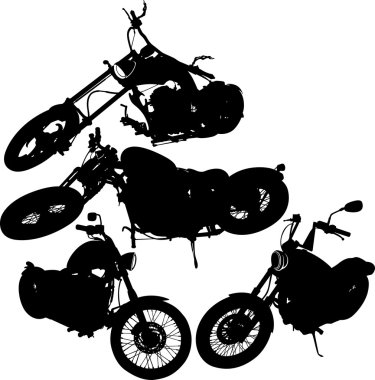 Black silhouettes of a motorcycles clipart