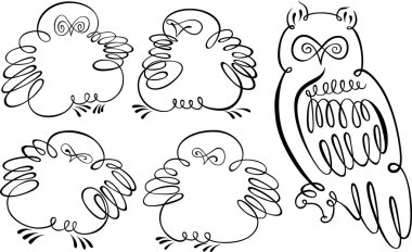 Owl and owlet on white clipart