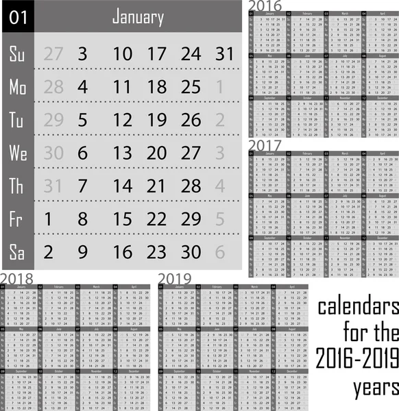 Kalender voor de 2016 jaar — Stockvector