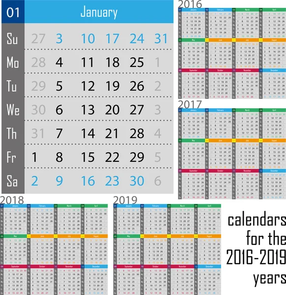 Календарь на 2016 год — стоковый вектор