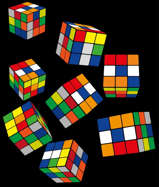 Cubo de Rubik sobre el fondo negro . — Vector de stock