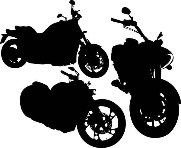 Silhuetas pretas de uma motocicleta —  Vetores de Stock
