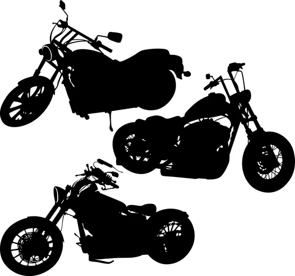 Fekete sziluettek a motorkerékpárok — Stock Vector