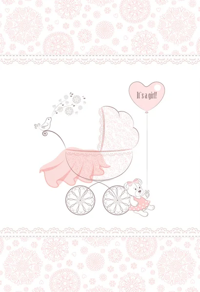 The card with cute pram — Stock Vector