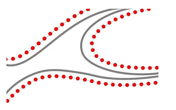 Diseño Abstracto Con Ferrocarriles Círculos Rojos — Vector de stock