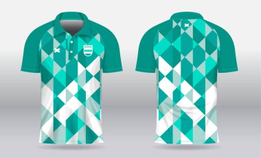 yumuşak tosca turkuaz süblimleşme polo spor forması şablon tasarımı