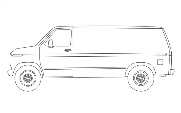 Силуэт фургона на белом фоне - стиль контура — стоковый вектор