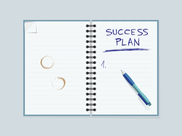 Cuaderno de papel forrado. Crear una estrategia para el éxito personal . — Archivo Imágenes Vectoriales