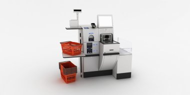 Beyaz bir arka plan üzerinde Self-kontrol makinesi