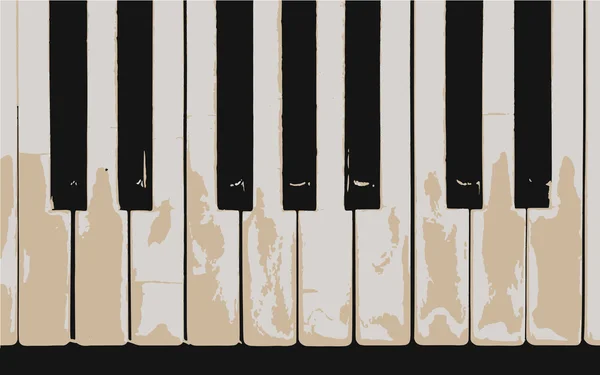 Gamla pianotangenter. Närbild, ovanifrån. — Stockfoto
