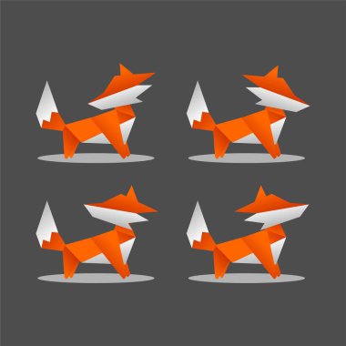 Origami tarzında bir tilki tasviri. Kağıt bağlantılı şirket için maskot ya da logo olarak mükemmel.. 