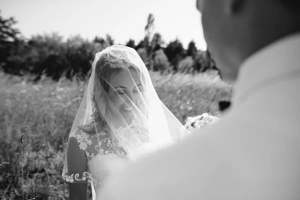 O noivo e a noiva juntos. Casamento casal. — Fotografia de Stock