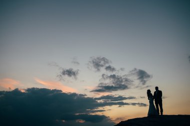 Çift gelin ve damat onların evlilik günü