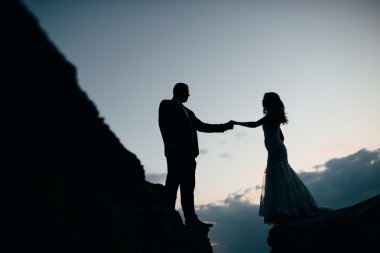 Çift gelin ve damat onların evlilik günü