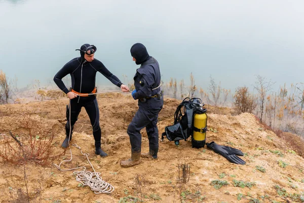 Sauveteur Combinaison Pour Travailler Sous Eau — Photo