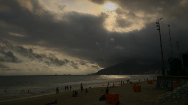 Praia de Ipanema Rio de Janeiro Pôr-do-sol Tempo — Vídeo de Stock