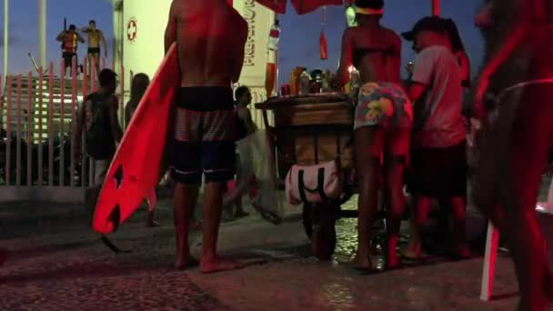 Rio de Janeiro Arpoador Night Summer Scene — Stock Video