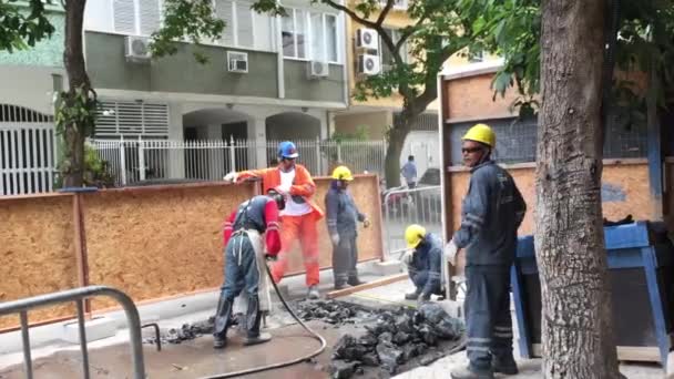 Строительство линии метро Linha 4 в Рио-де-Жанейро — стоковое видео