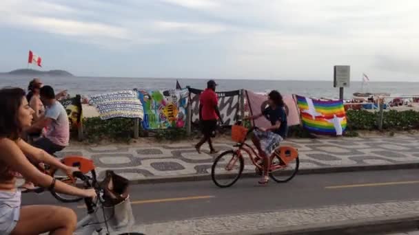 Ipanema Beach Boardwalk Rio de Janeiro Brasilien — Stockvideo