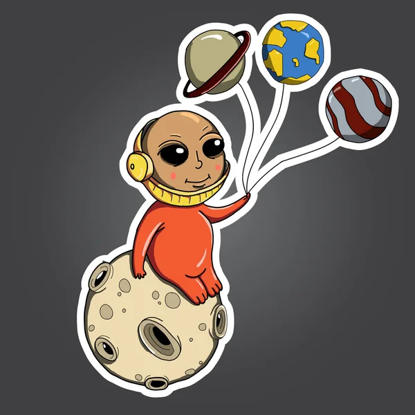 Astronauta en la luna — Vector de stock