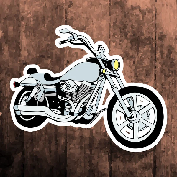 Adesivo de arte pop. Desenho à mão retro motocicleta. Ilustração vetorial — Vetor de Stock